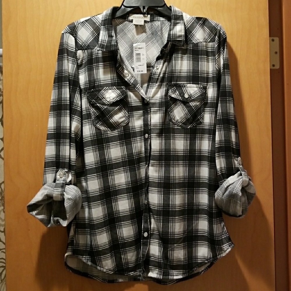 Plaid long sleeve button up